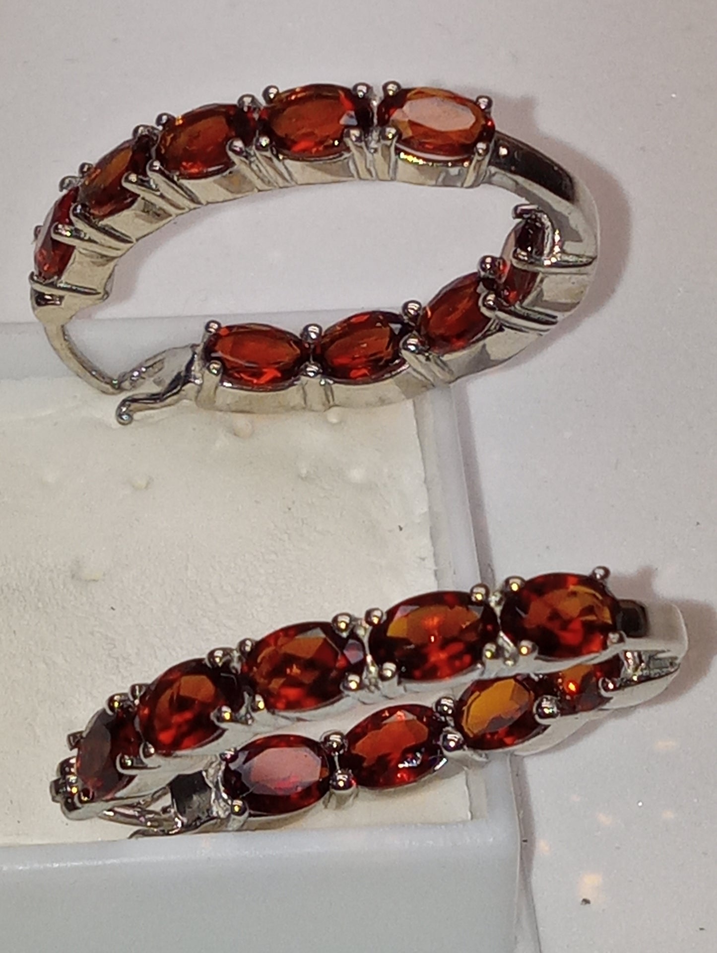 earrings citrine red inside outside hoops in platinum over sterling silver
