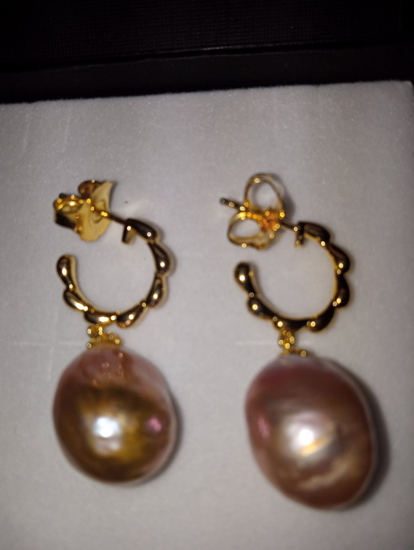 earrings LucyQ drop collection purple baroque pearls in 14k yellow gold over sterling silver