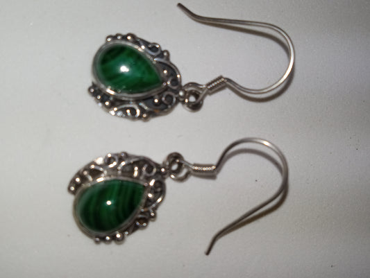 earrings malachite artisan crafted dangle in sterling silver
