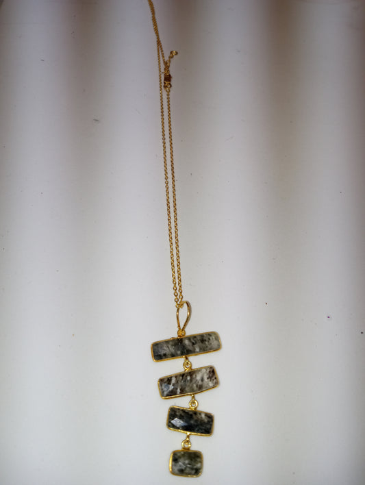 pendant necklace quartz rutilated in 14k over sterling silver