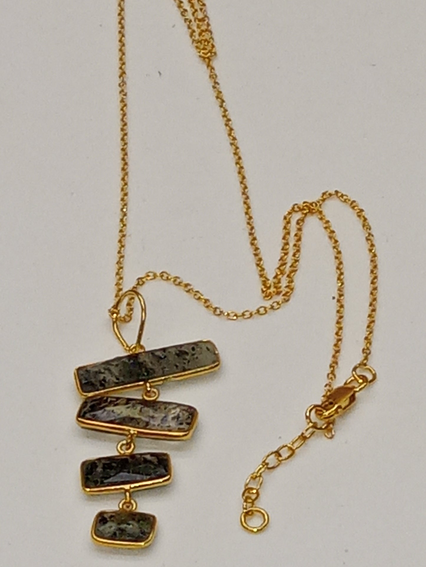 pendant necklace quartz rutilated in 14k over sterling silver