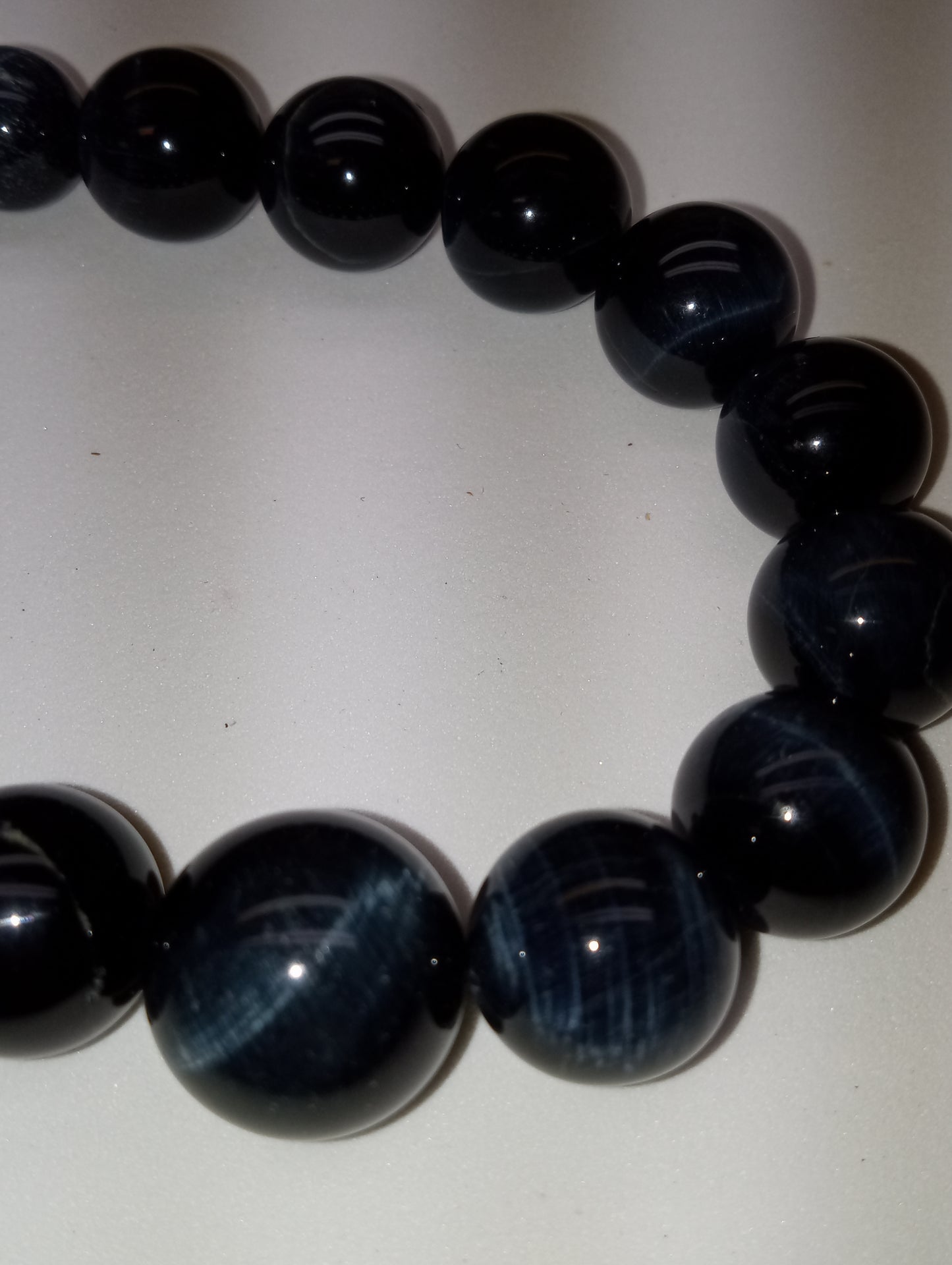 necklace tigers eye blue 11-17mm beads rhodium over sterling silver magnetic clasp