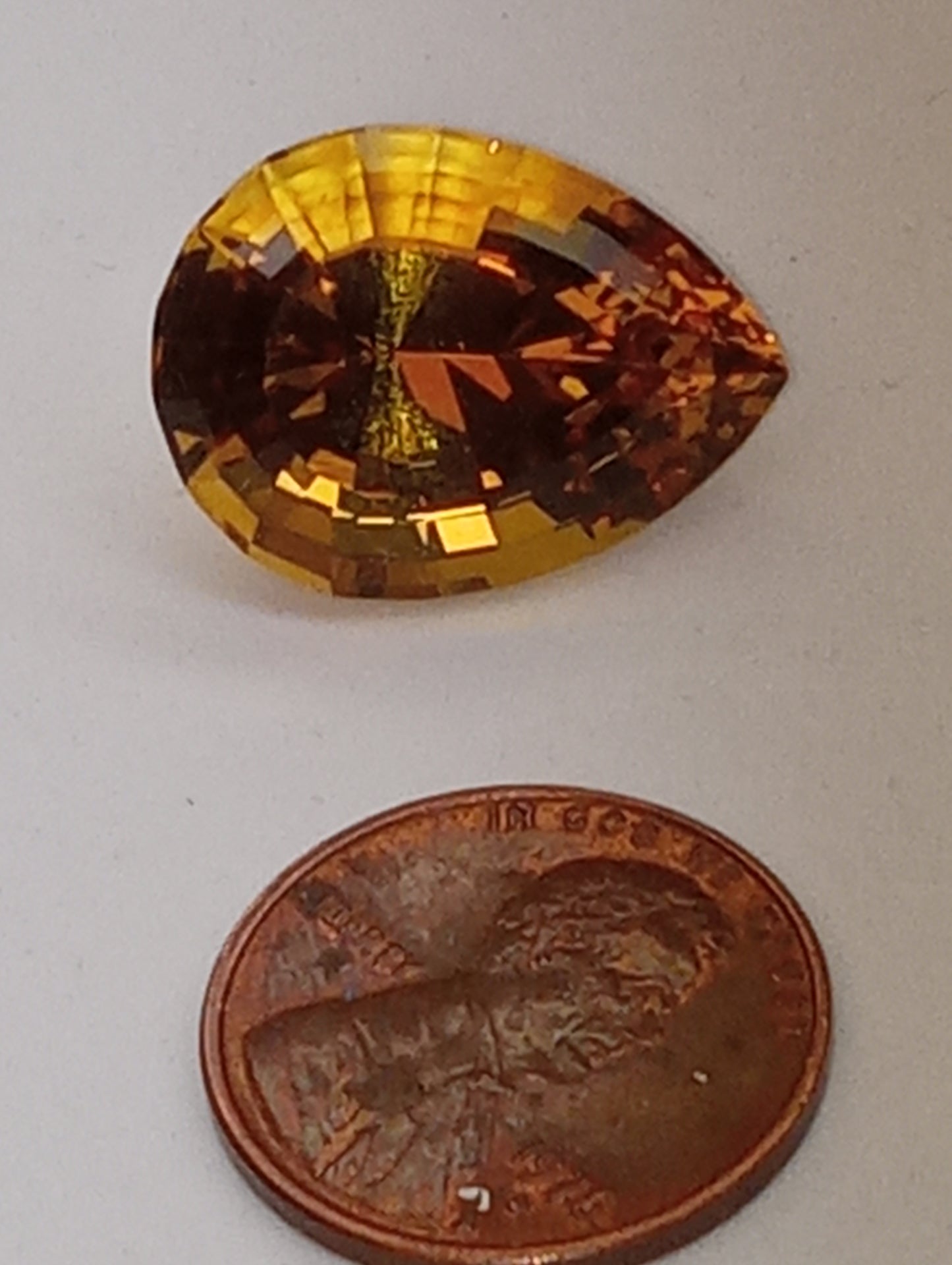 citrine golden yellow gemstone pear shape 20x15mm, 17.20ct