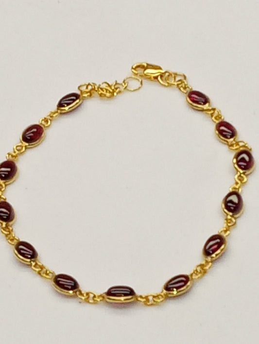 bracelet garnet in 14k yellow gold over sterling silver