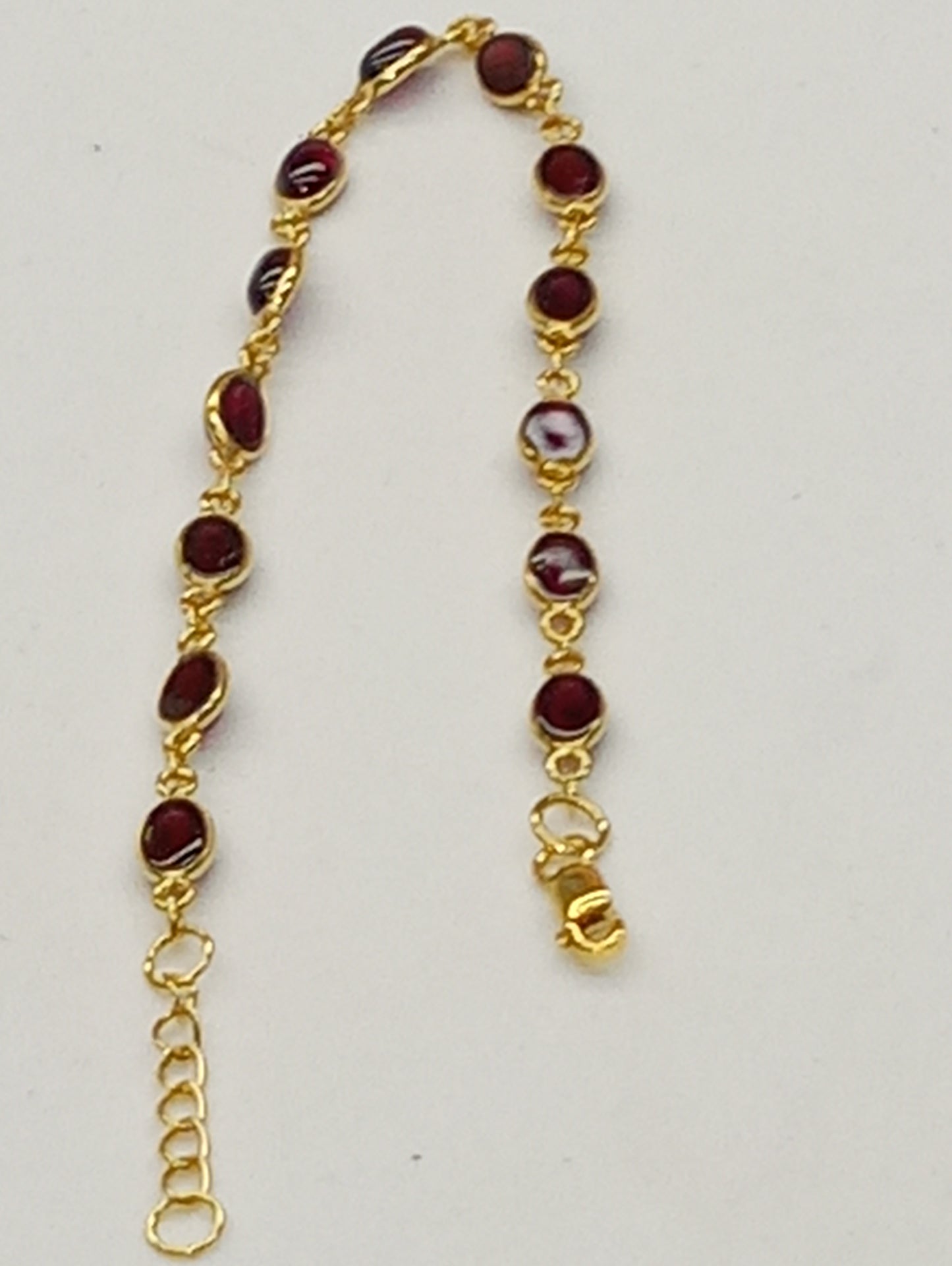 bracelet garnet in 14k yellow gold over sterling silver