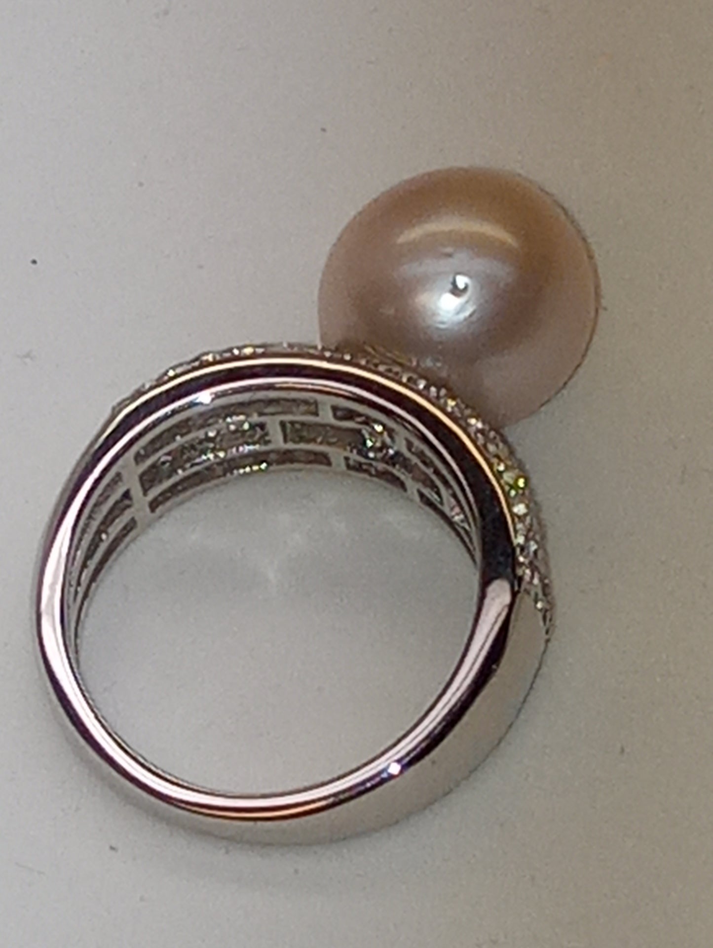 ring Edison pearl 11-12mm multi-gemstone in rhodium over sterling silver