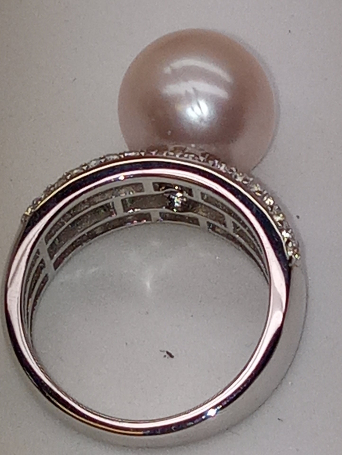 ring Edison pearl 11-12mm multi-gemstone in rhodium over sterling silver