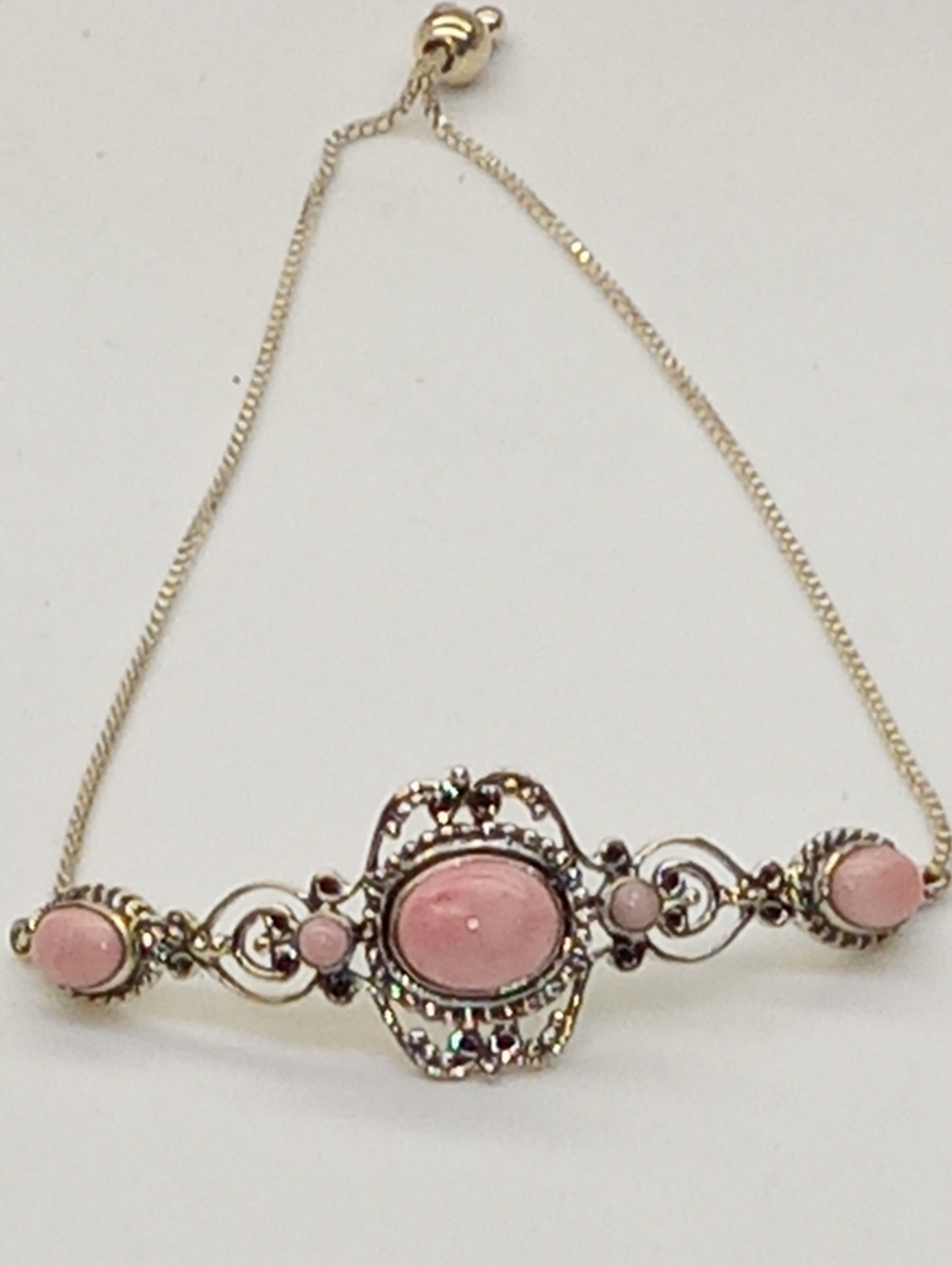 bracelet Artisan crafted Oregon peach opal bolo bar in sterling silver