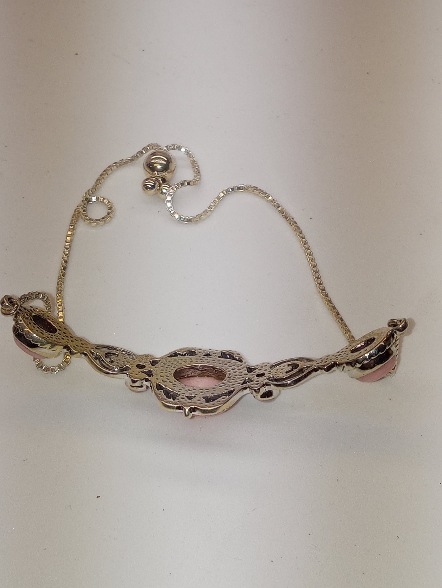 bracelet Artisan crafted Oregon peach opal bolo bar in sterling silver
