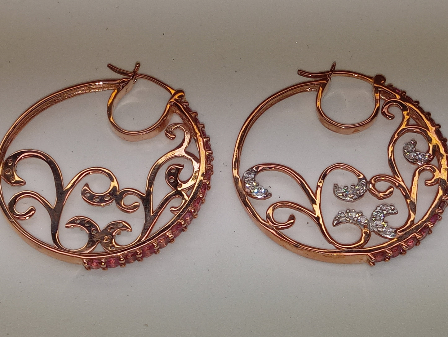 earrings tourmaline pink inside outside hoops