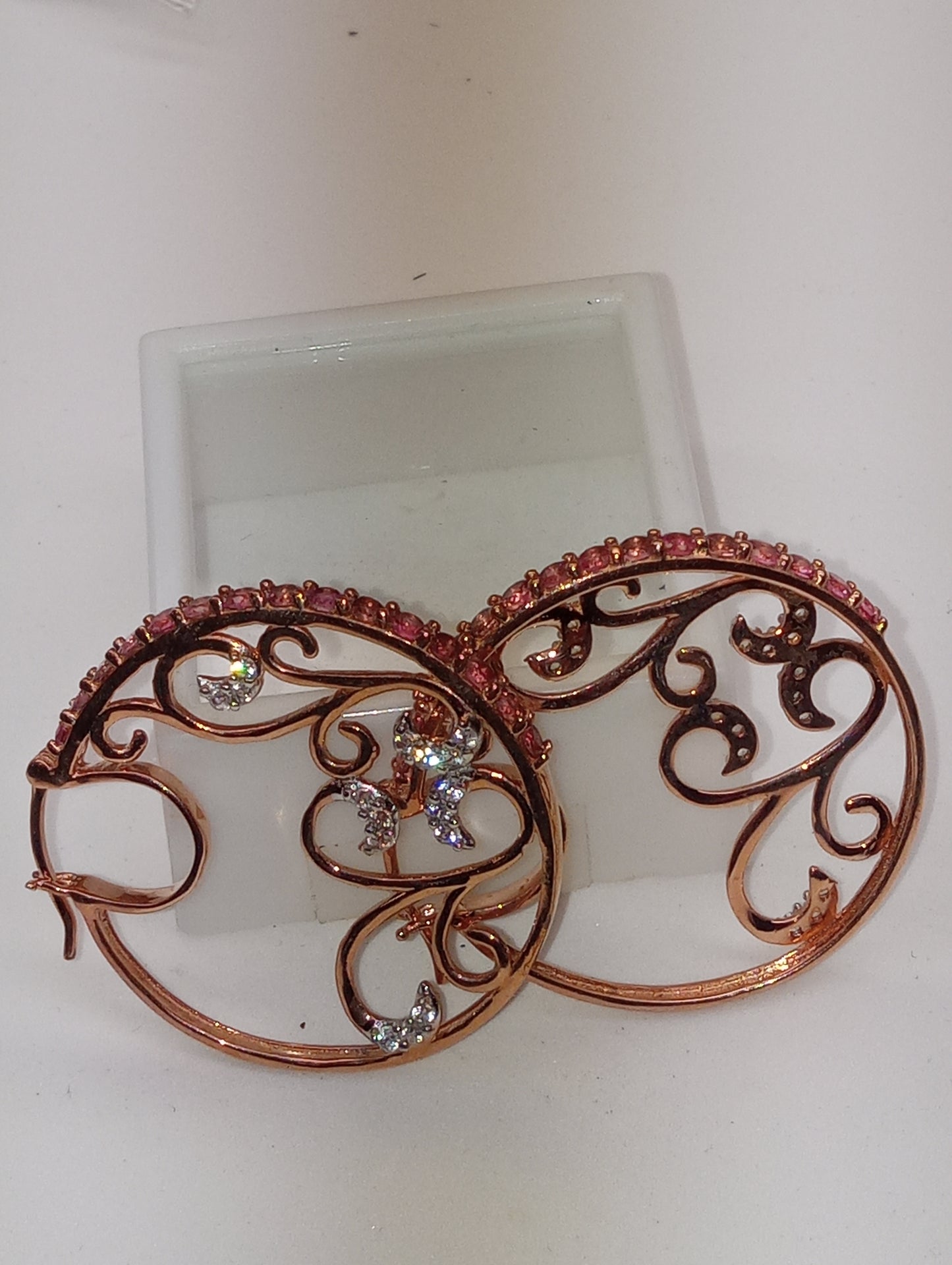 earrings tourmaline pink inside outside hoops
