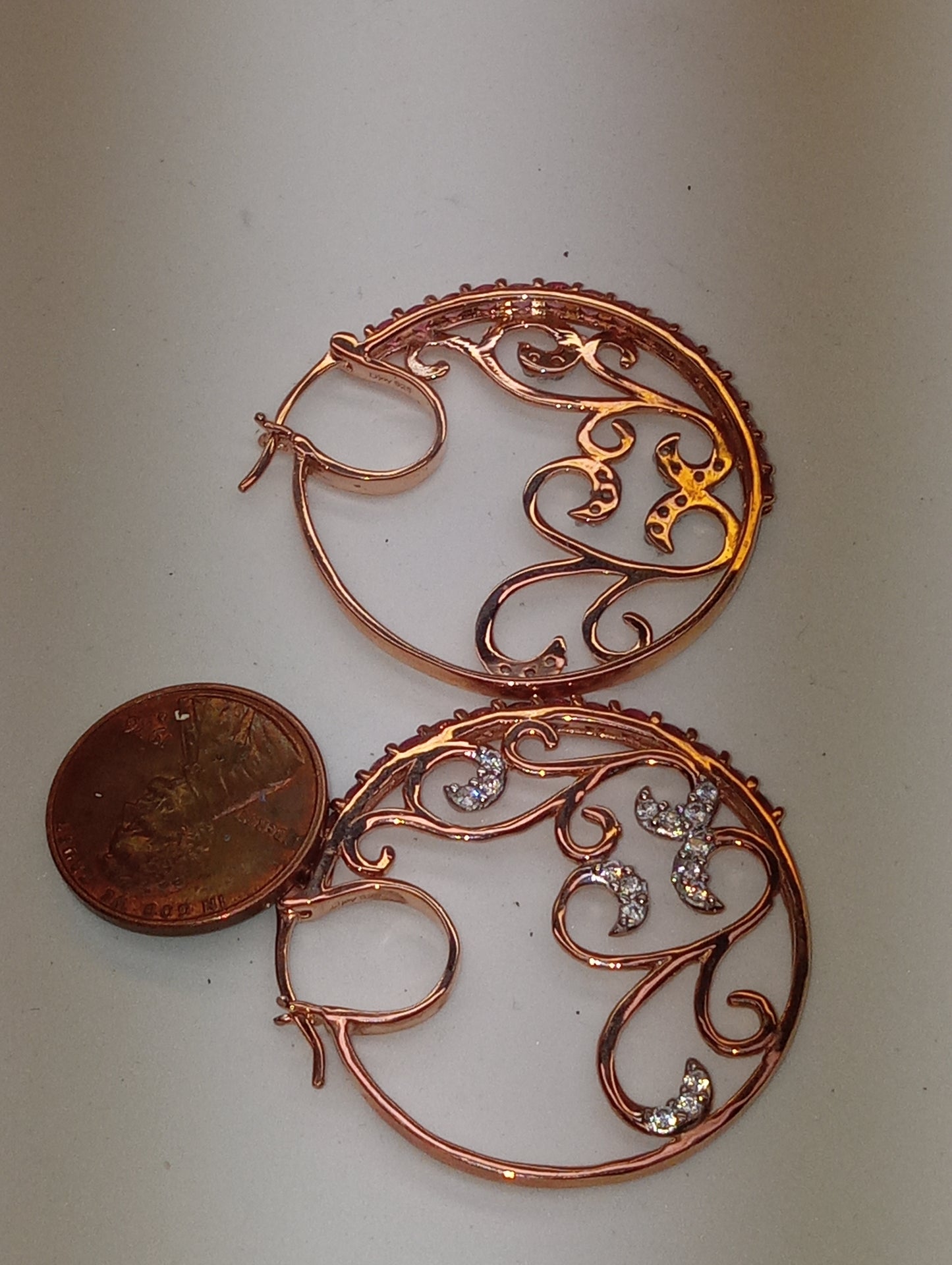 earrings tourmaline pink inside outside hoops