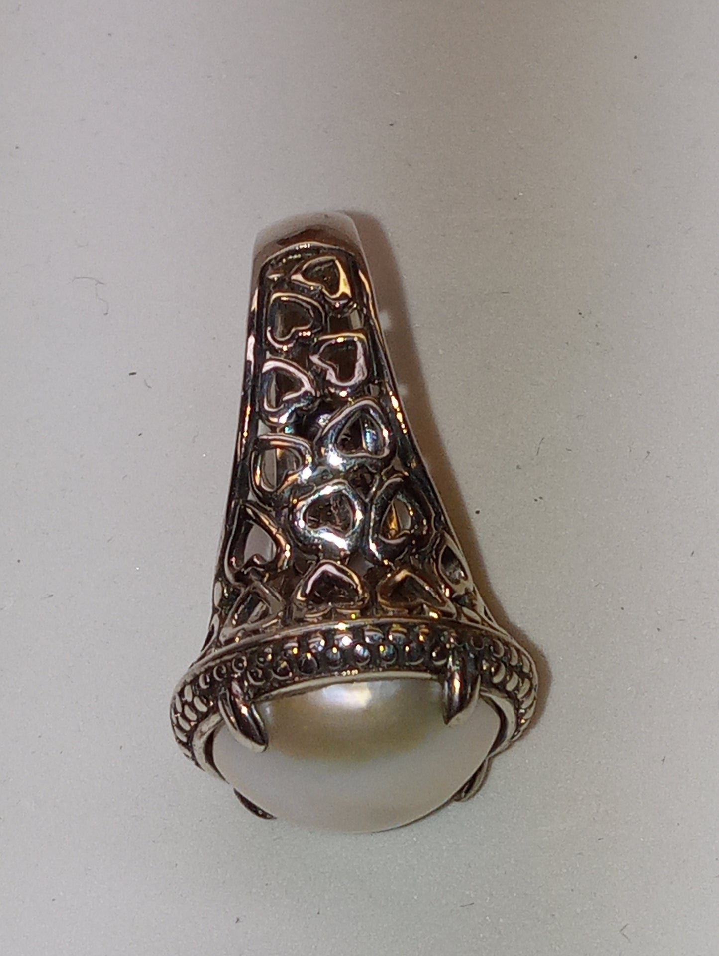 ring Bali Legacy white mabe pearl, sterling silver