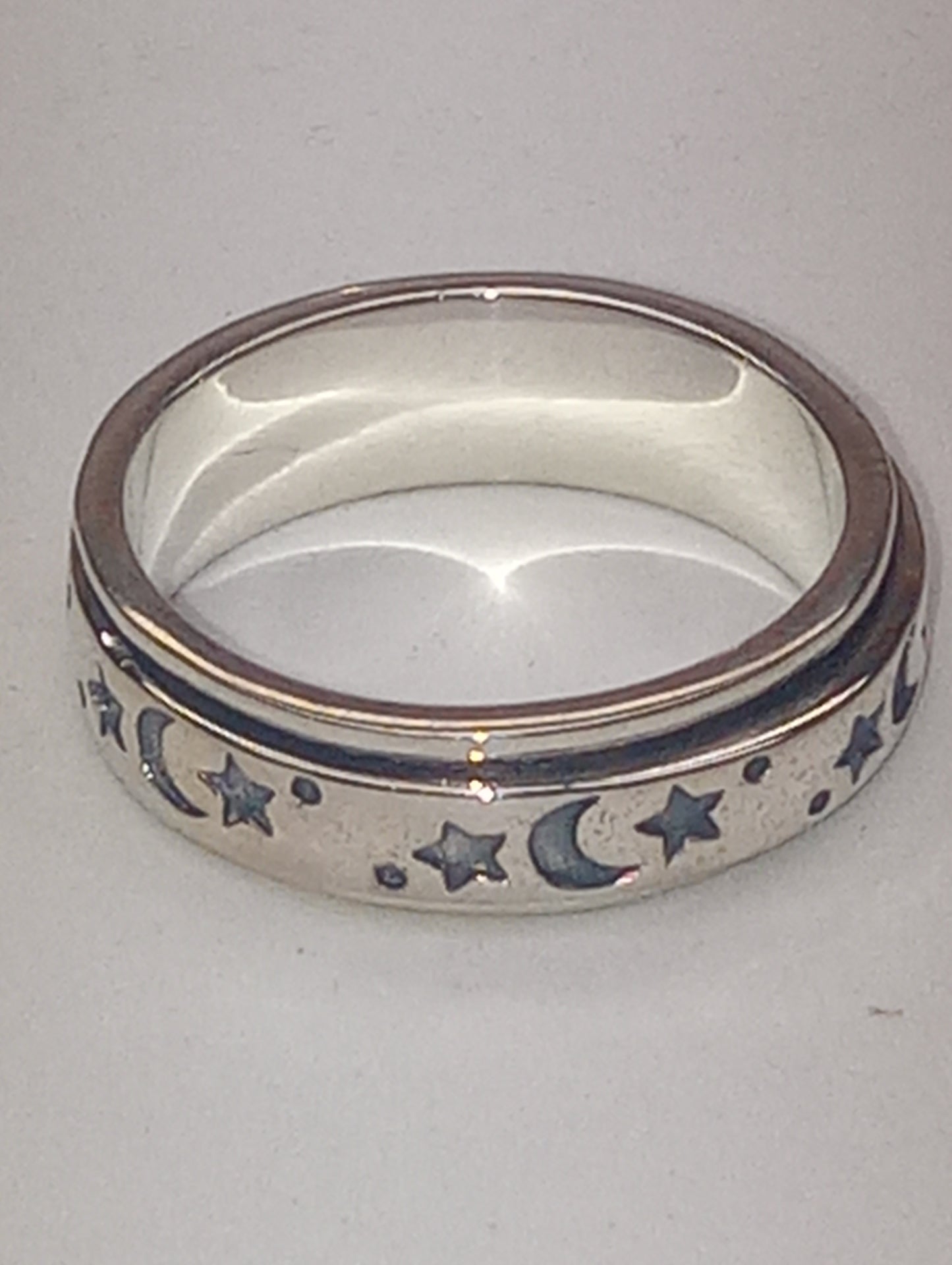ring moon and star spinner anxiety in sterling silver