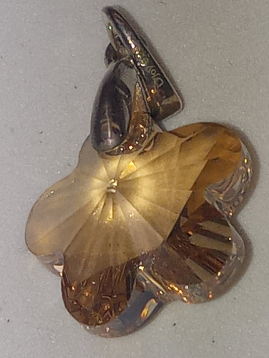 pendant crystal golden shadow in sterling silver