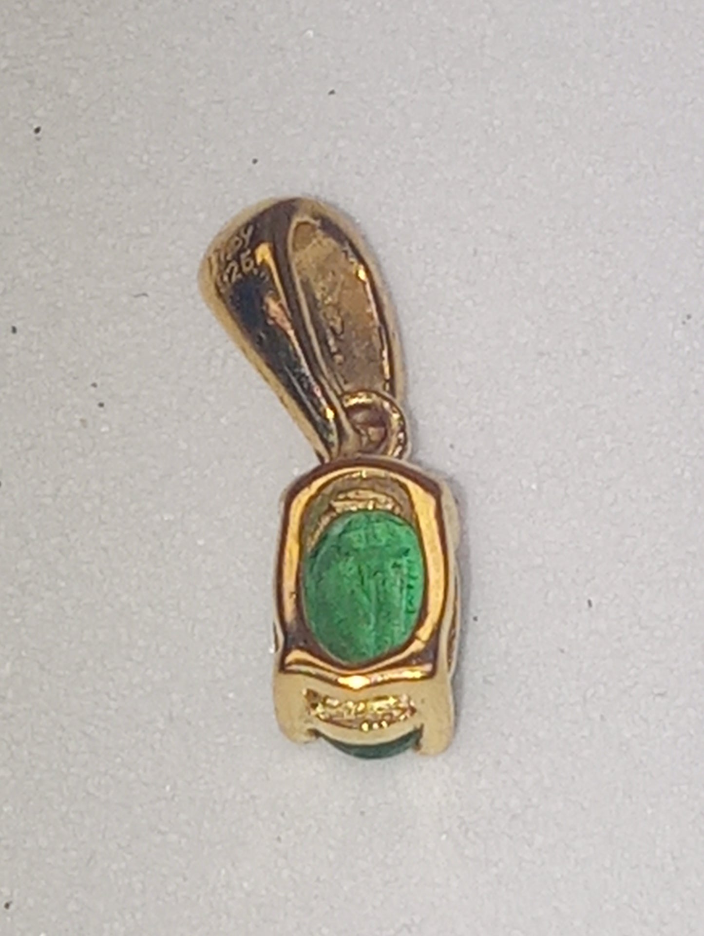 pendant emerald Zambian in vermeil yellow gold over sterling silver