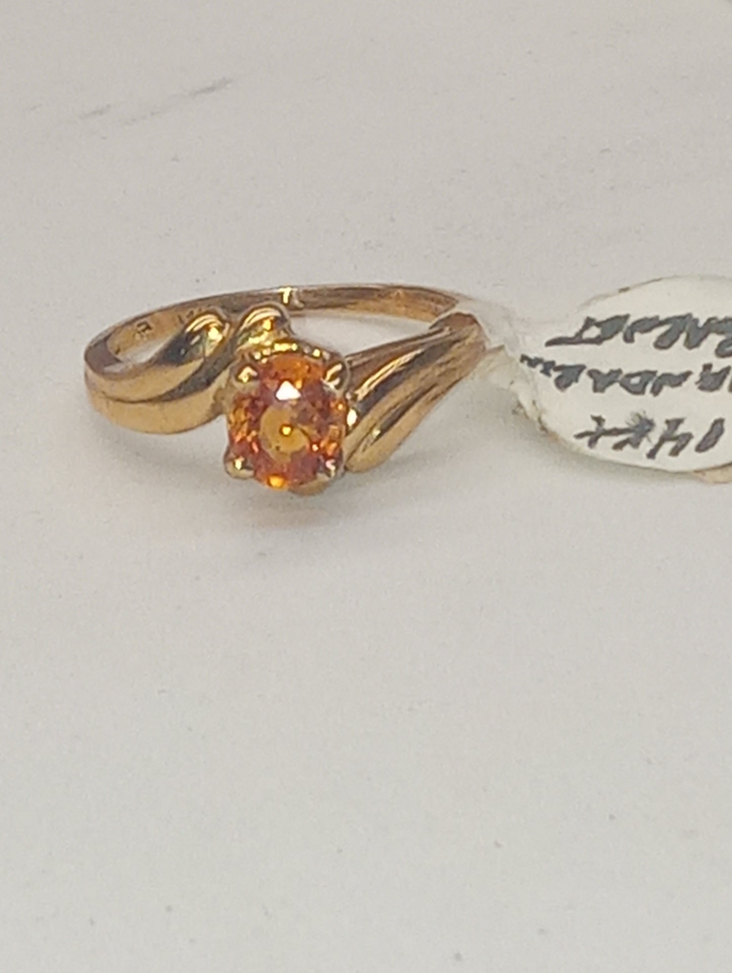 ring garnet spessartite mandarin orange oval  14k yellow gold