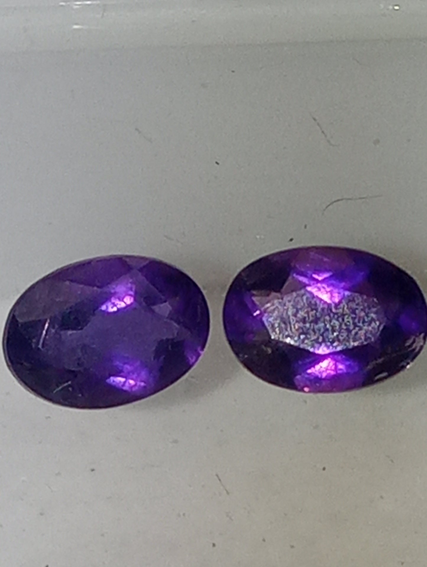 amethyst gemstone dark 7mmx5mm ovals 2 stones, 1.23ctw