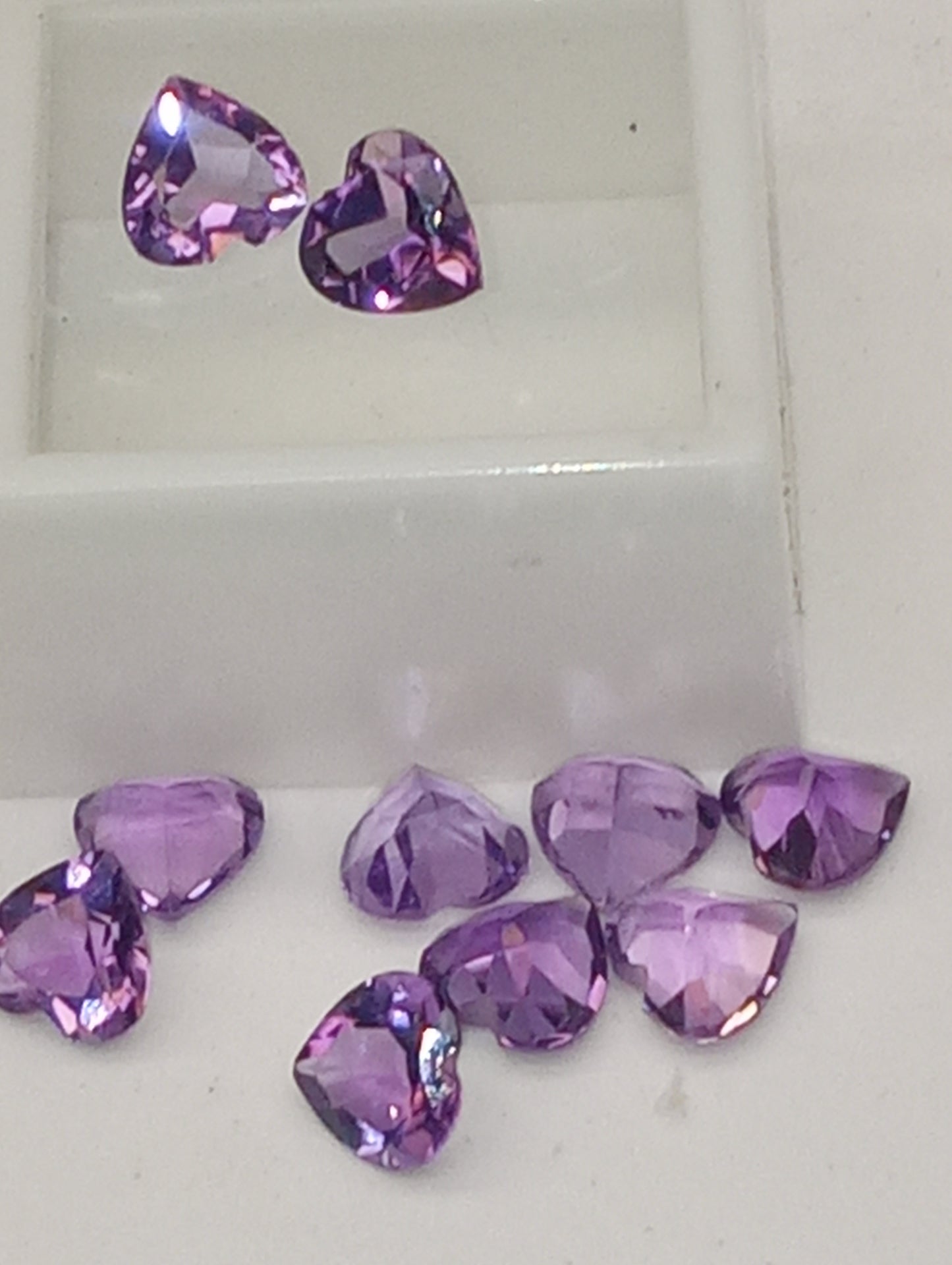 amethyst gemstones heart shapes, 10 stones medium nice color