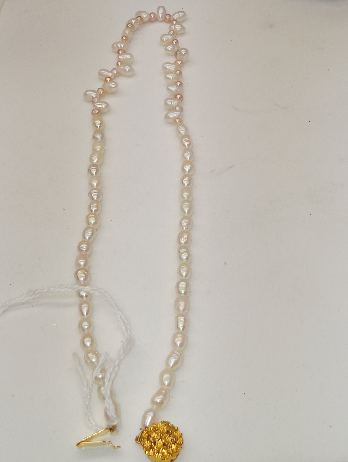 necklace pearl , peach and white freshwater pearls