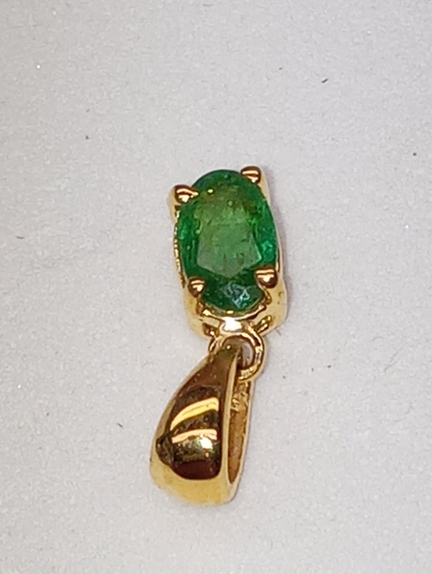 pendant emerald Zambian in vermeil yellow gold over sterling silver