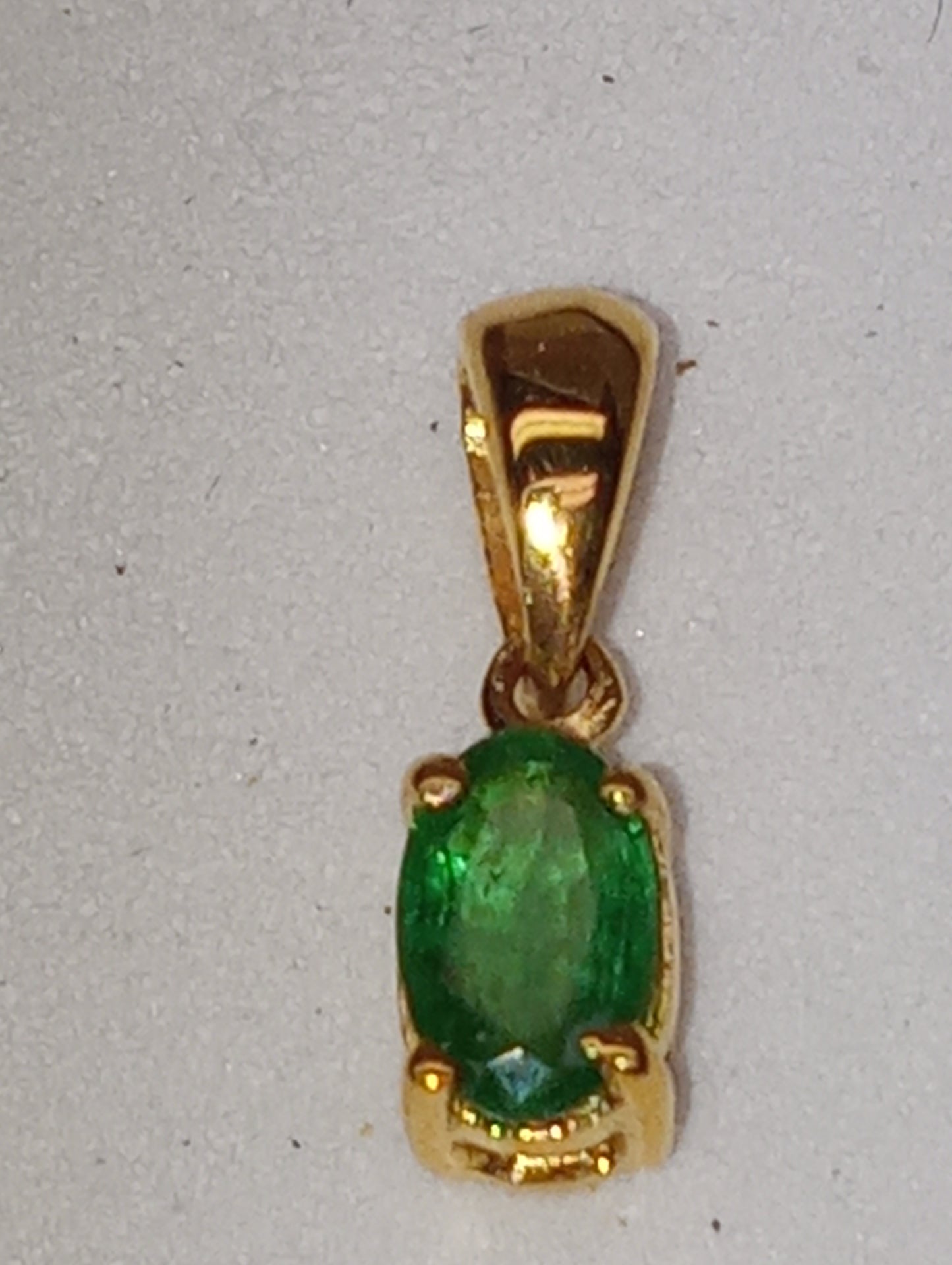 pendant emerald Zambian in vermeil yellow gold over sterling silver