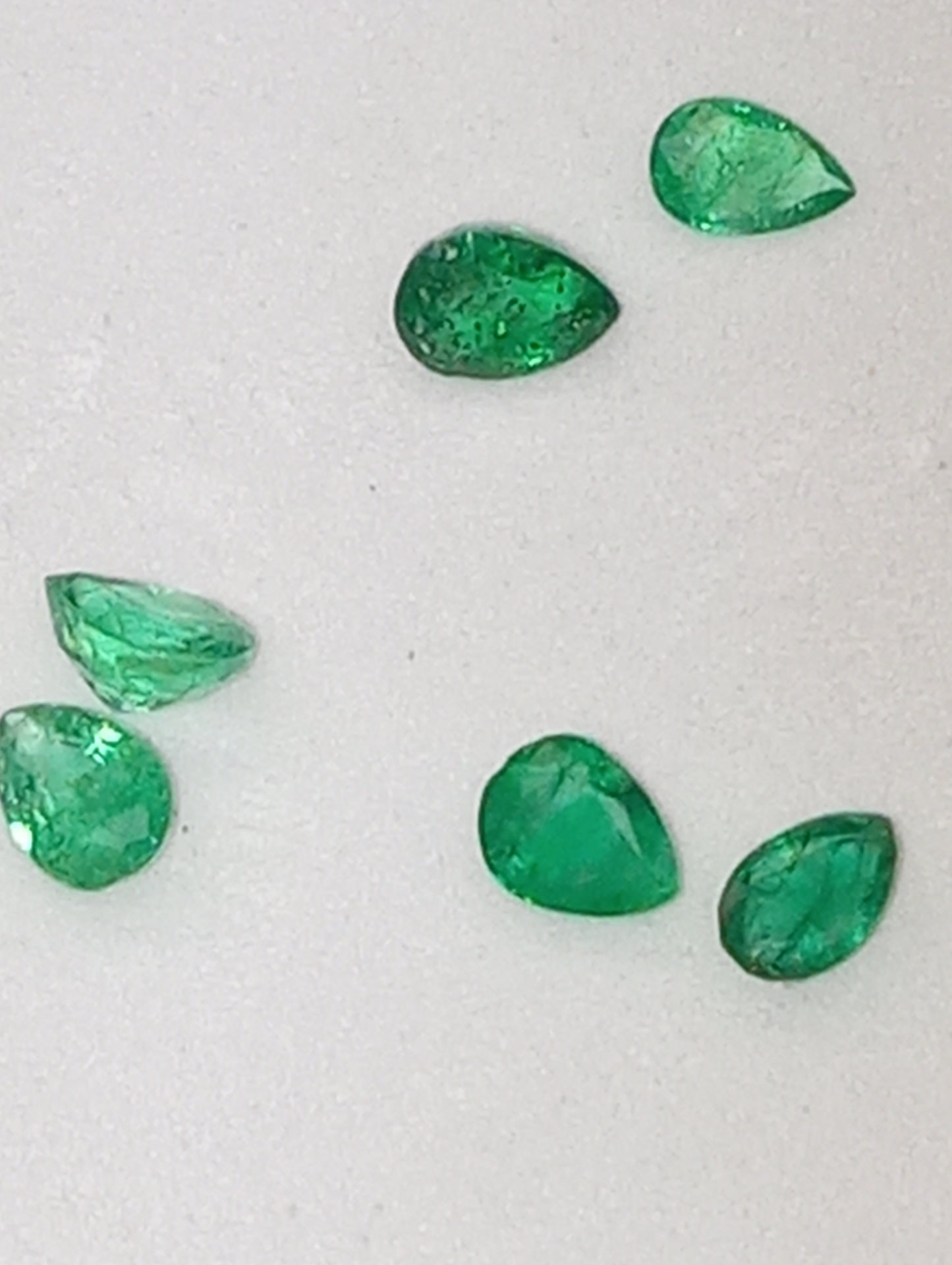 emerald gemstones Brazilian pear shapes  apx.4mmx3mm, 6 stones