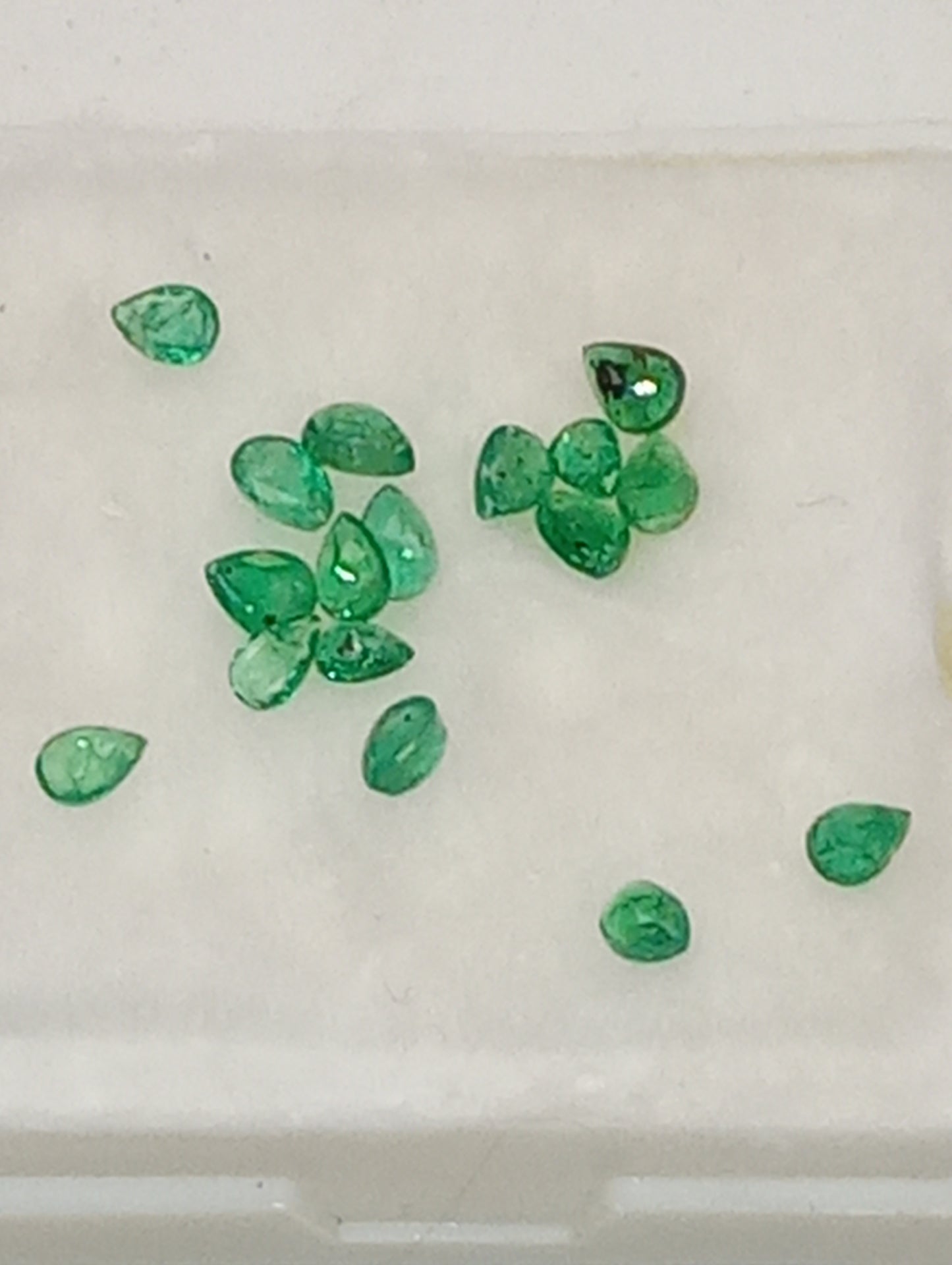 emerald gemstones Brazilian, pear cuts, apx. 4mmx3mm, apx .15ct each, 7 stones