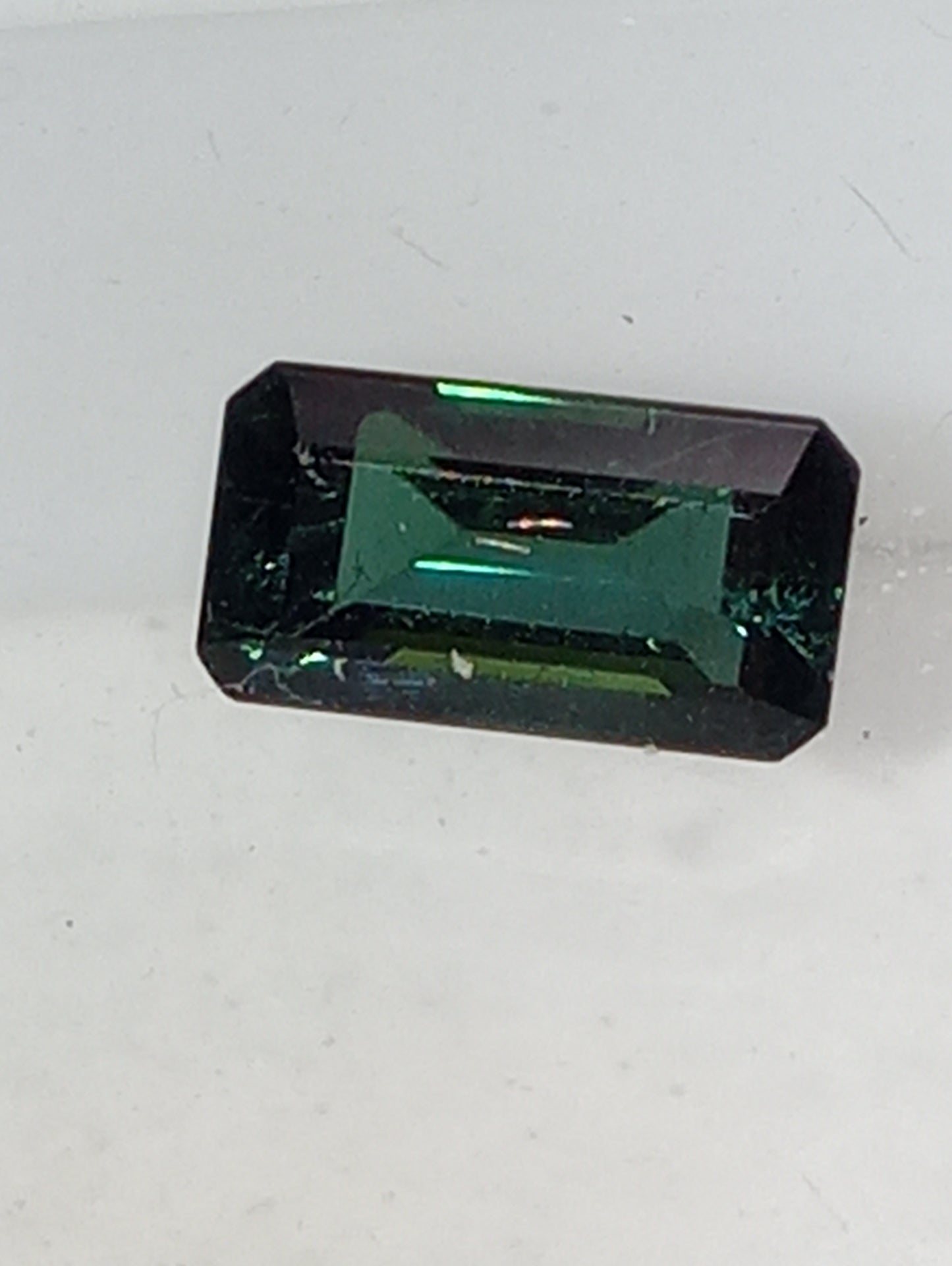 tourmaline gemstone blue green emerald cut, 8mmx4.5mm, 1.33ct