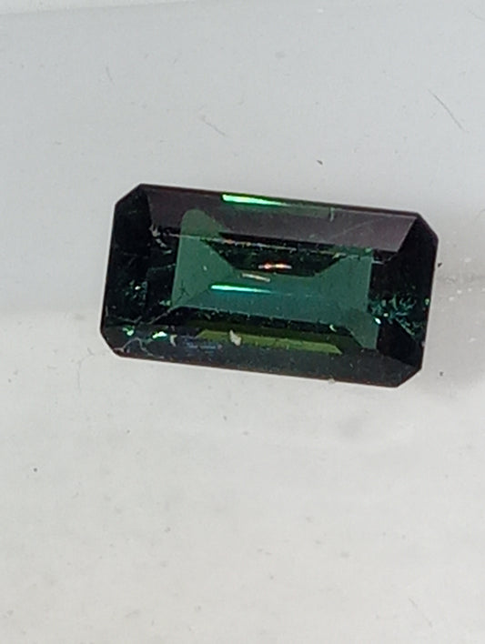 tourmaline gemstone blue green emerald cut, 8mmx4.5mm, 1.33ct