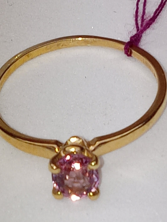 ring spinel Burma pink in 14k yellow gold