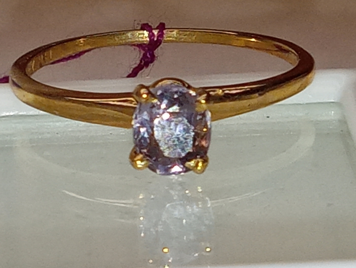 ring Burma lavender spinel 14k yellow gold