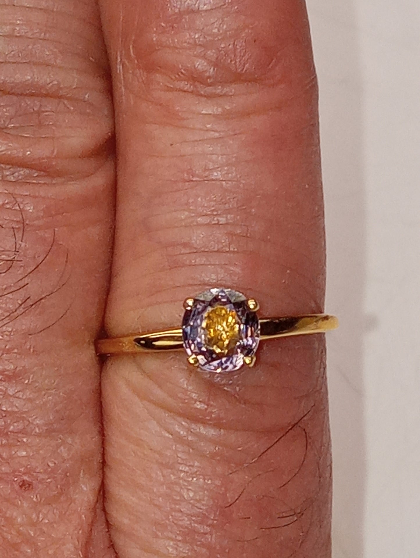 ring Burma spinel lavender 14k yellow gold