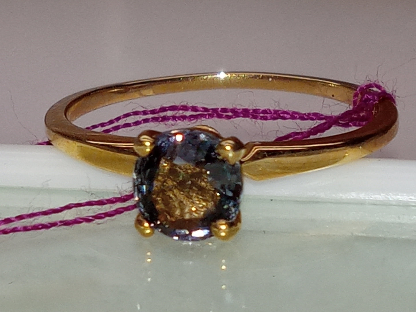 ring Burma blue spinel oval in 14k yellow gold