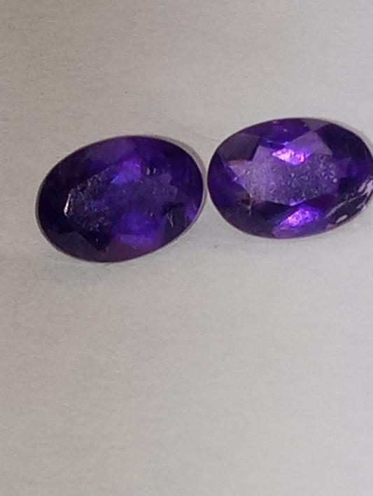 amethyst gemstone dark 7mmx5mm ovals 2 stones, 1.23ctw
