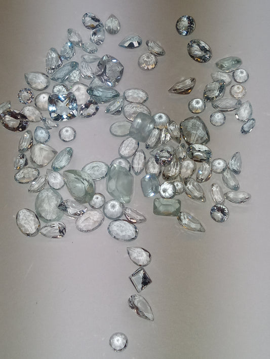 aquamarine gemstones light mixed shapes