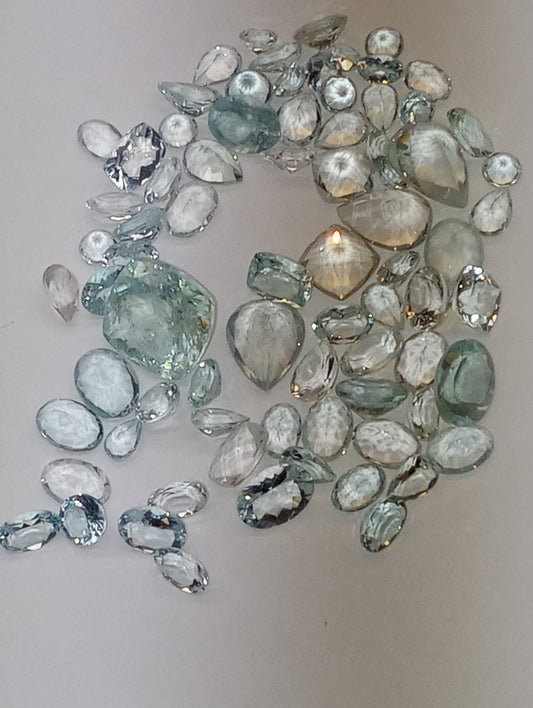aquamarine gemstones light mixed shapes