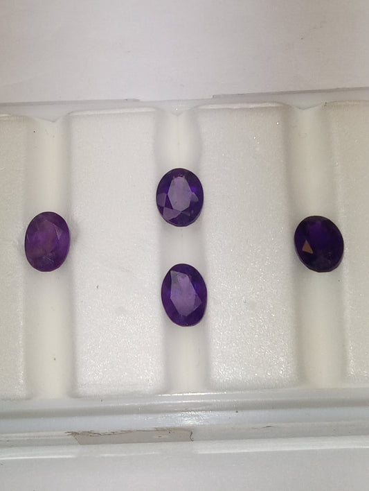 amethyst gemstones ovals 7mmx5mm, 4 stones  dark