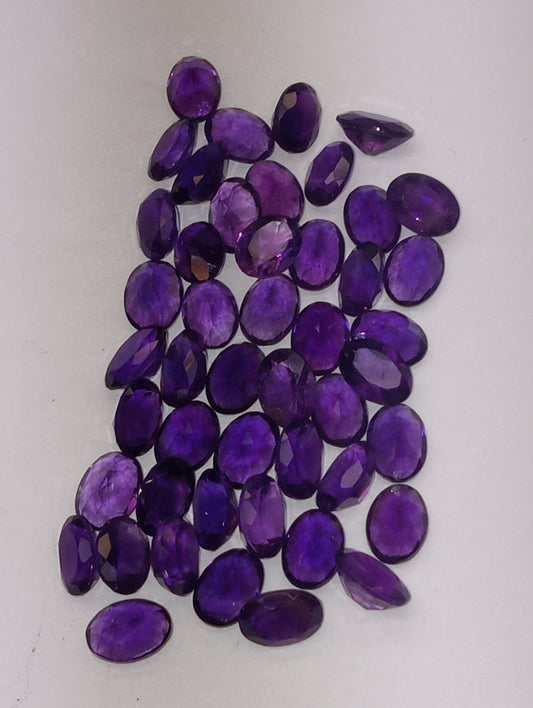 amethyst gemstones dark oval shape, 7mmx5mm, 47 stones