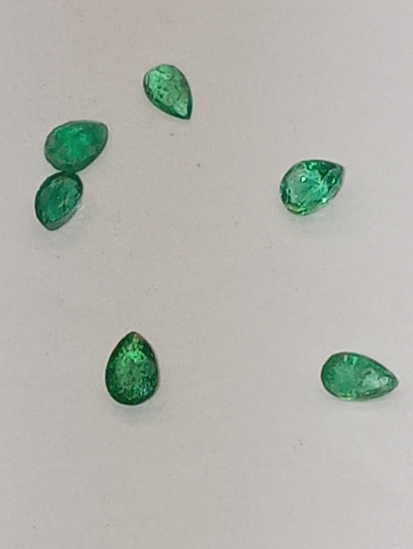 emerald gemstones Brazilian pear shapes  apx.4mmx3mm, 6 stones