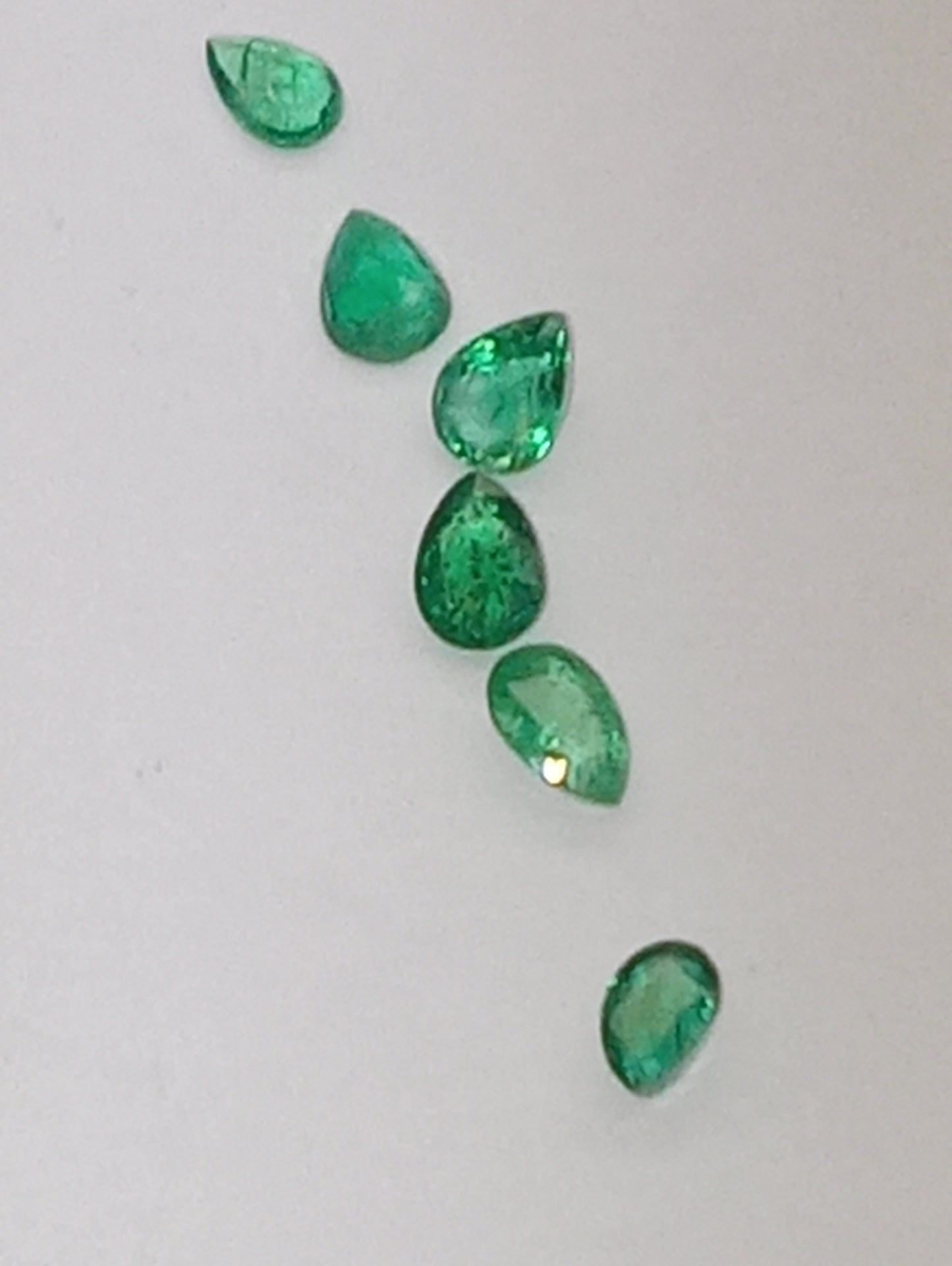 emerald gemstones Brazilian pear shapes  apx.4mmx3mm, 6 stones