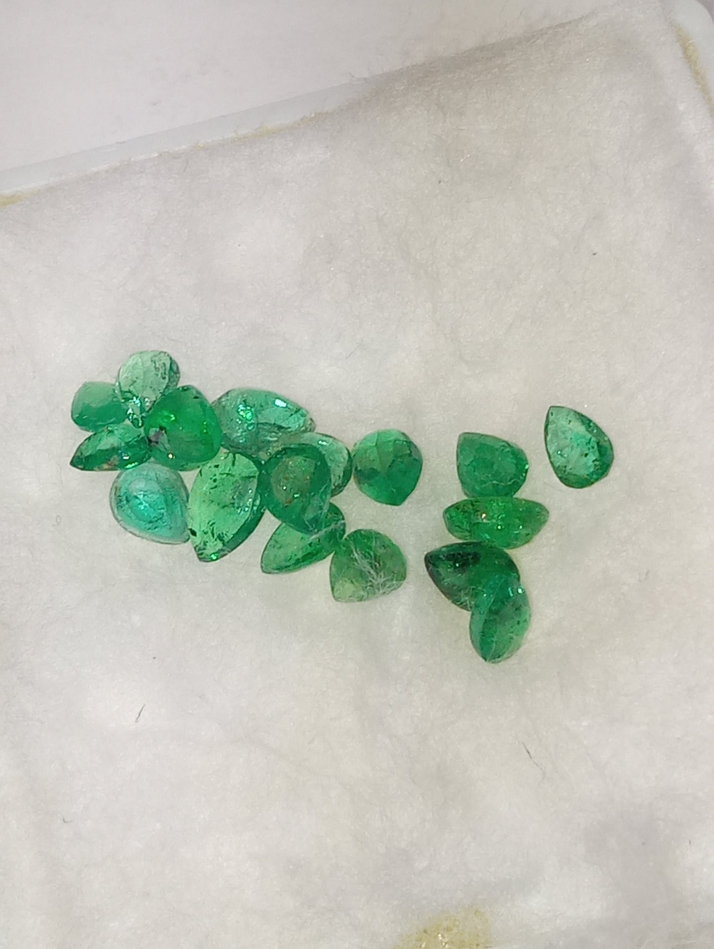 emerald gemstones Brazilian, pear cuts, apx. 4mmx3mm, apx .15ct each, 7 stones