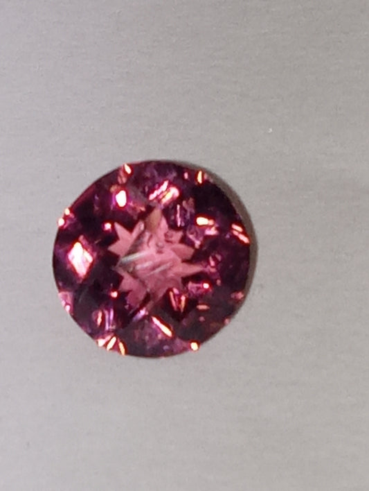 tourmaline gemstone pink 6mm round cut,  checkerboard cut