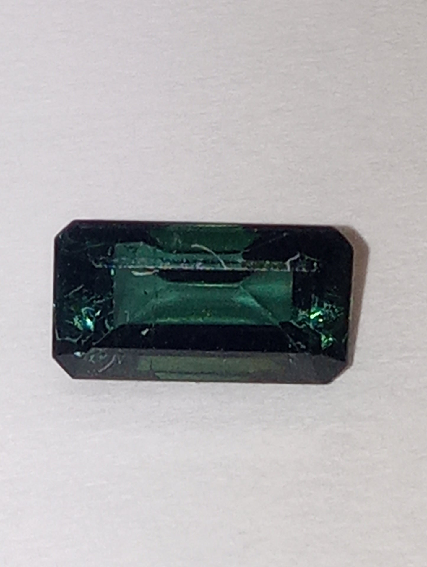 tourmaline gemstone blue green emerald cut, 8mmx4.5mm, 1.33ct