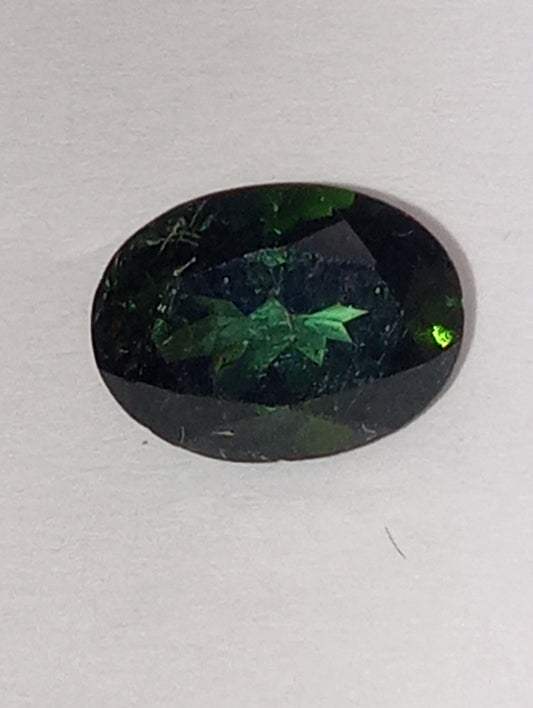 tourmaline gemstone, dark mint green, 8mmx6mm oval cut, 1.28ct