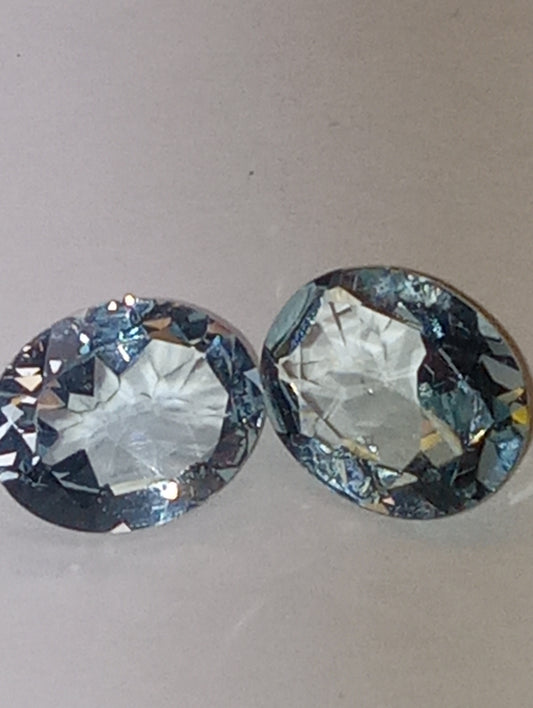 aquamarine gemstones 10mmx8mm oval cut, 2 stones , 4.38ctw