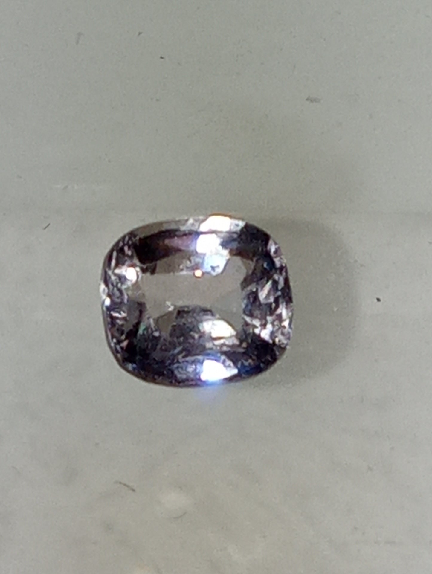 spinel gemstone Burmese, lavender, 5.5mmx 5mm cushion cut, .68ct