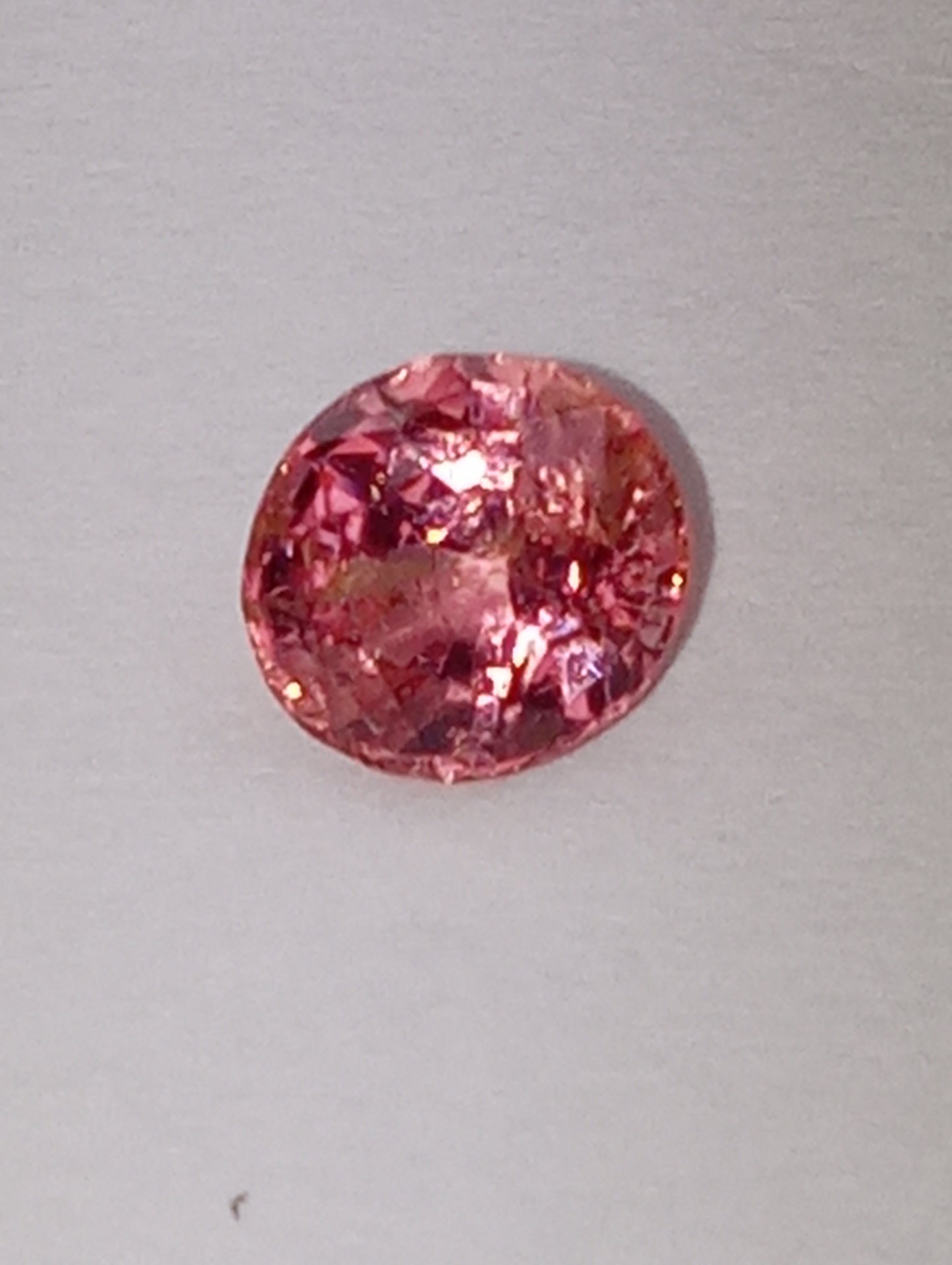spinel gemstone Burmese, orange-pink, 6mm round cut, .84ct