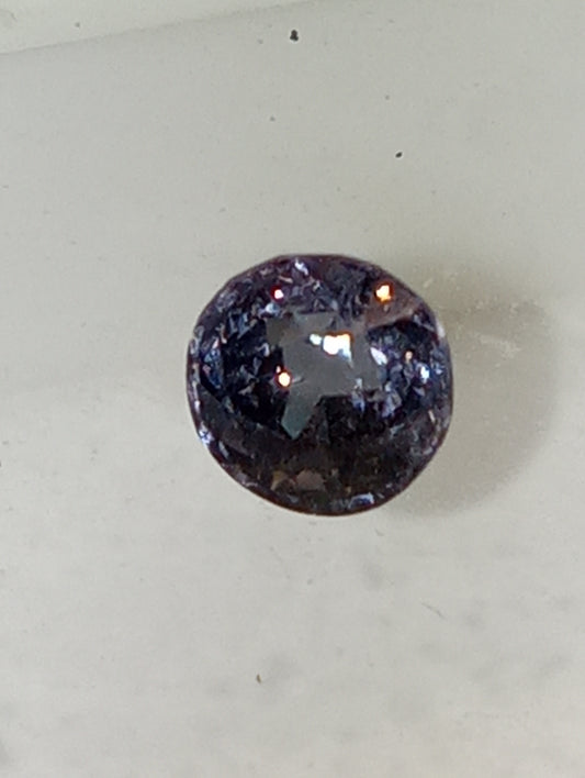 spinel gemstone Burmese, violet blue, 5.5mm round cut, .93ct