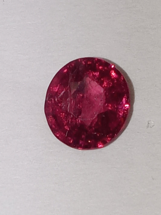 spinel gemstone Burmese, red, 6mmx6.5mm, oval cut, .96ct